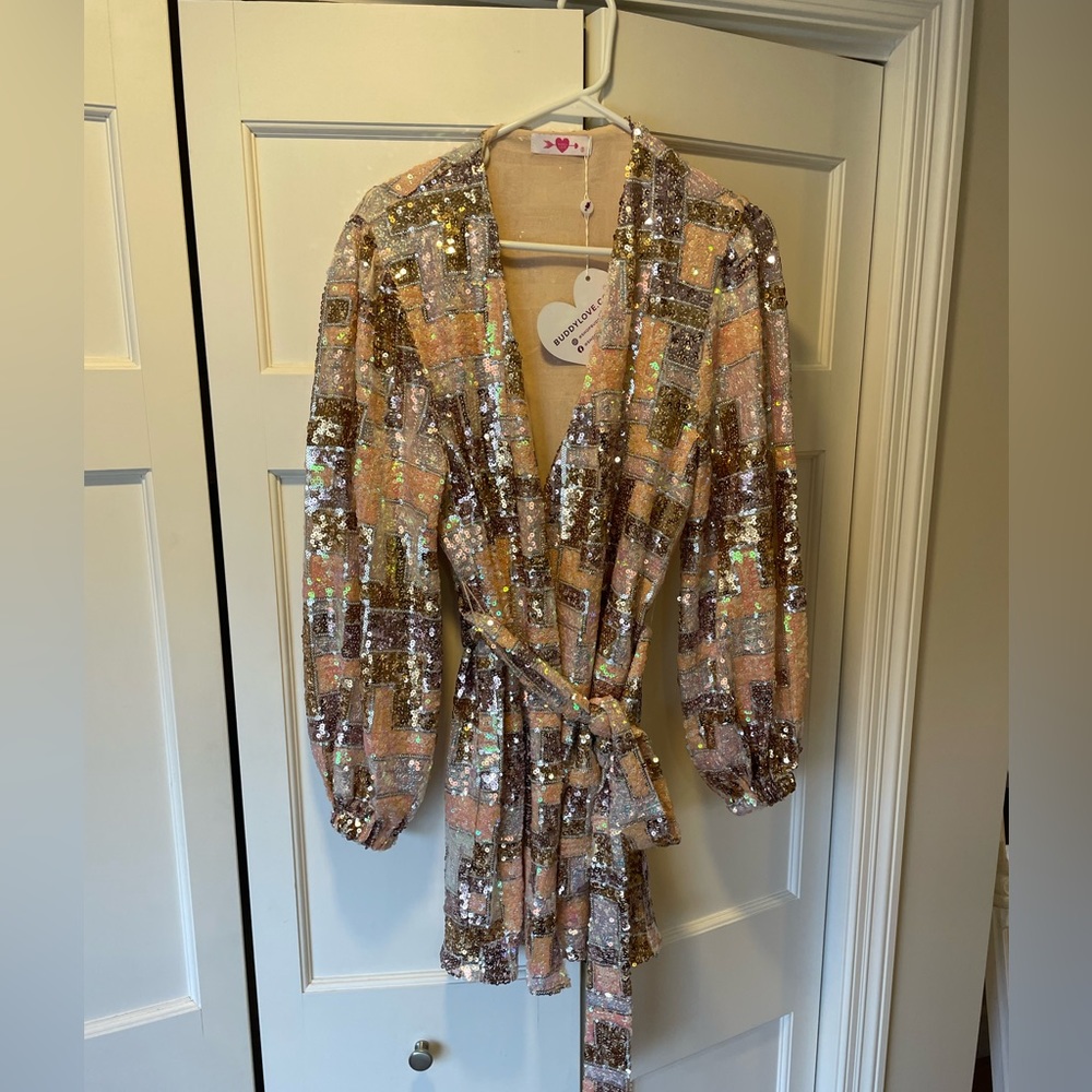 Buddy Love sequin wrap dress